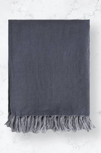 Studio Total Home Överkast Fringe Linen Bedspread Blå