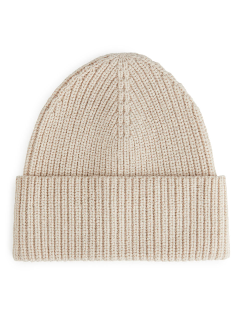 Fold Up Wool Beanie - Beige