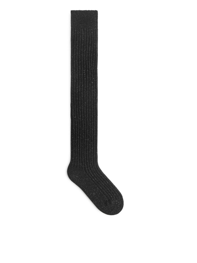 Over-the-Knee Wool Socks - Black