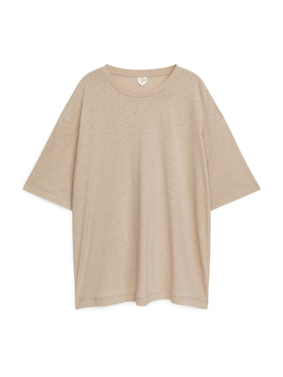Oversized Cotton Linen T-Shirt - Beige