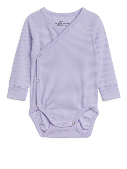 Cotton Lyocell Wrap Bodysuit - Purple