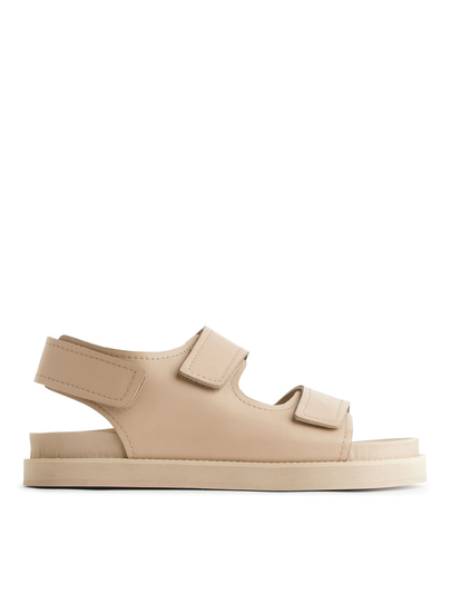Chunky Leather Sandals - Beige
