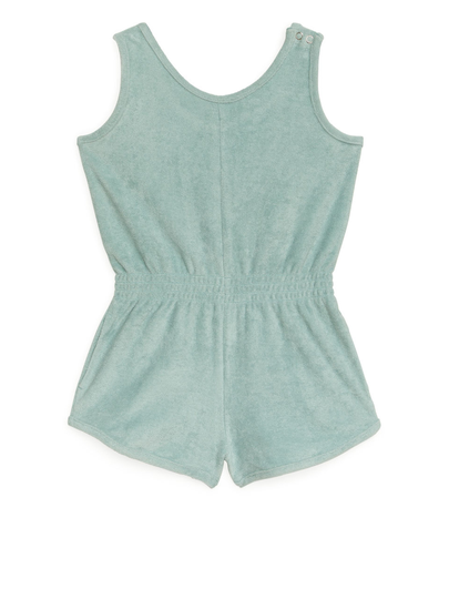 Cotton Towelling Playsuit - Turquoise