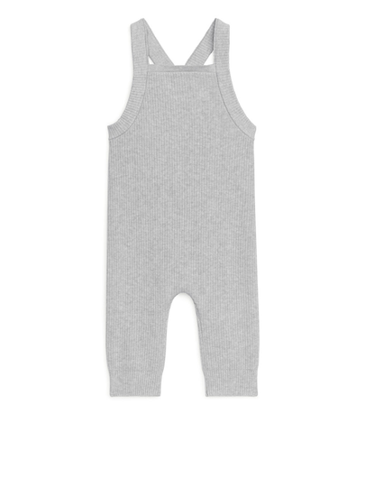 Rib-Knit Dungarees - Grey