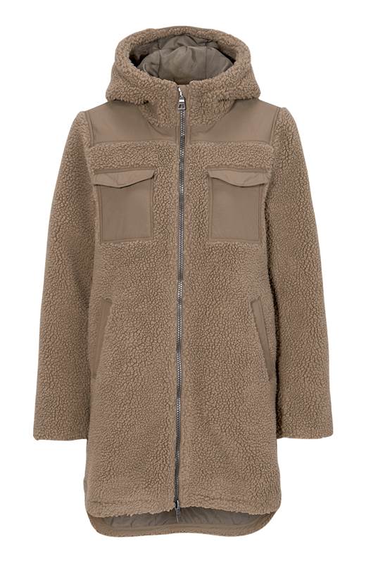 Cellbes Jacka i trendigt teddymaterial Mörk beige