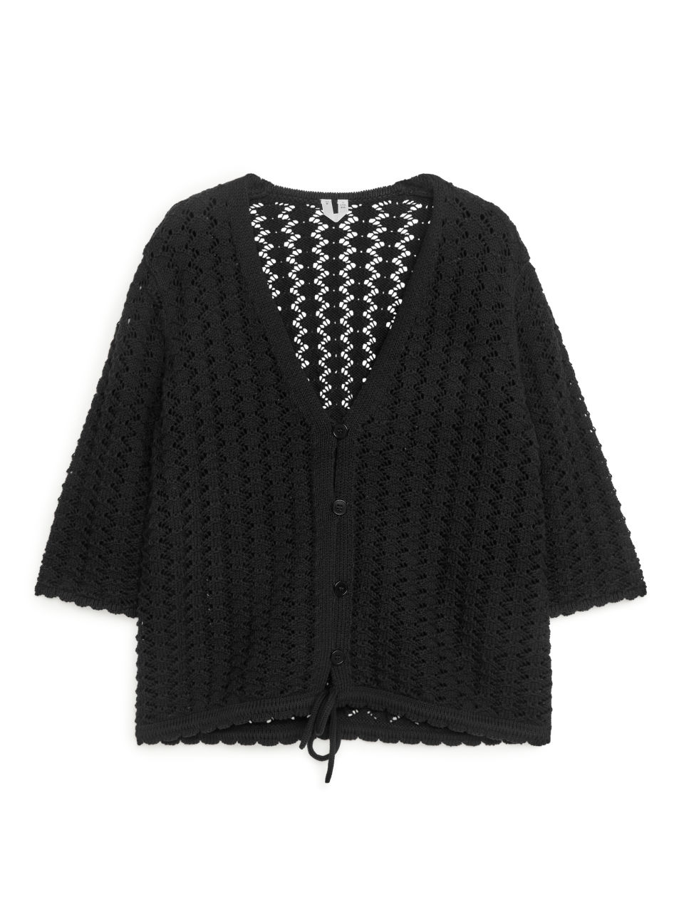 Lace Knit Cardigan - Black