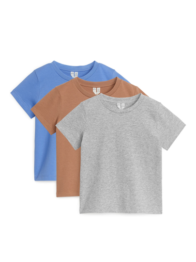 Crew-Neck T-Shirt Set of 3 - Grey