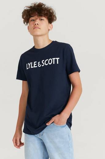 Lyle & Scott T-shirt Text Tee Vintage Blå