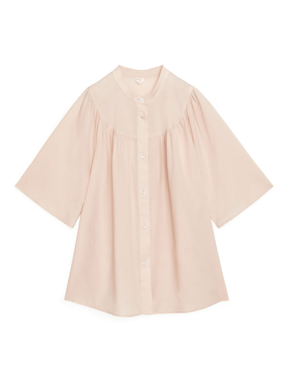 Gathered Lyocell Blouse - Beige