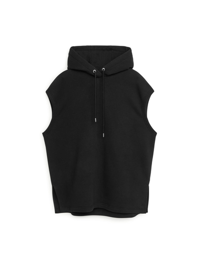 Hooded Sweatshirt Vest - Black