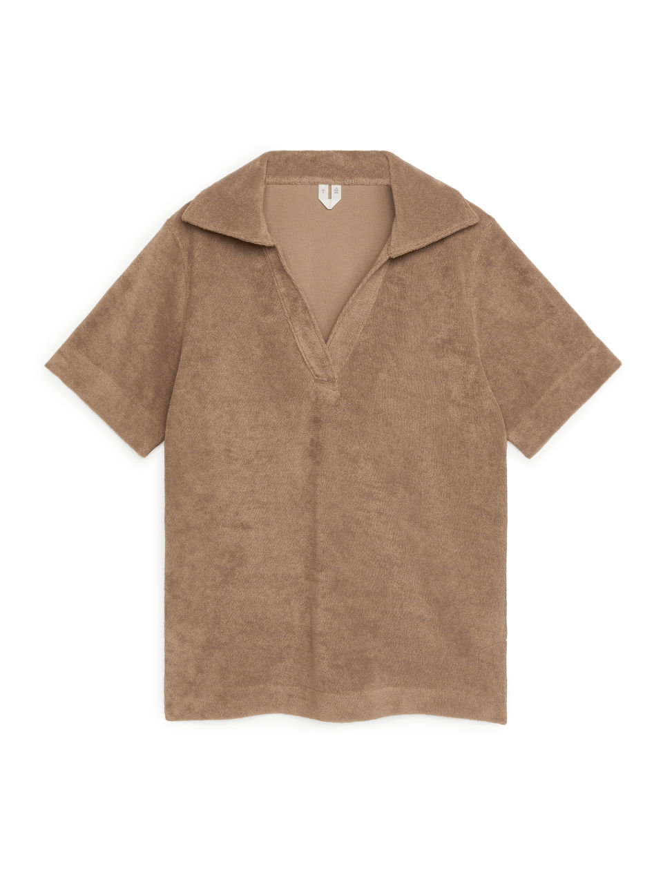 Towelling Polo Shirt - Beige