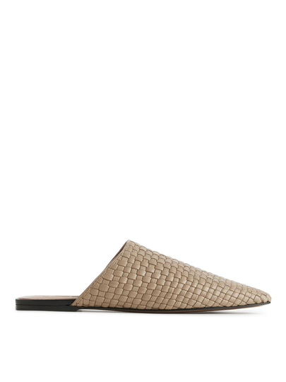Slip-In Leather Mules - Beige