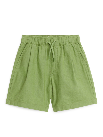 Cotton-Linen Shorts - Green