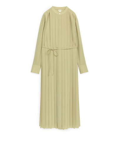 Pleated Crepe Dress - Yellow