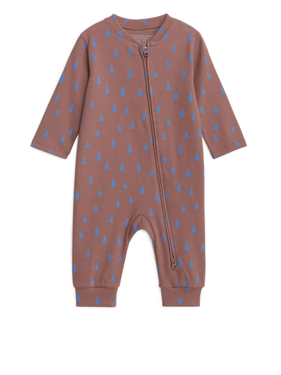 Ribbed All-In-One Pyjama - Orange