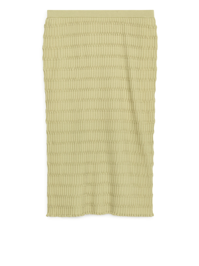 Rib Knit Pencil Skirt - Yellow
