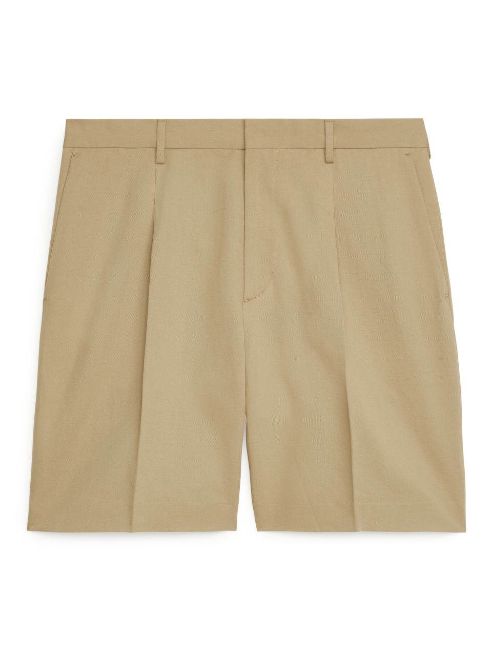 Loose Fit Linen Shorts - Beige