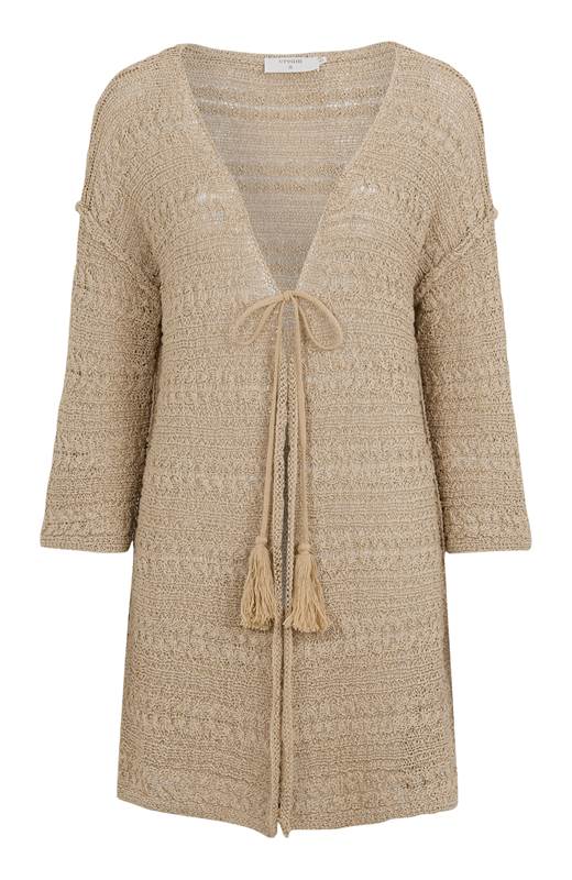 Cream Stickad cardigan Basil Sand