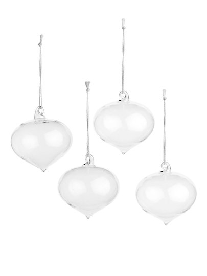 Glass Drop Baubles - White