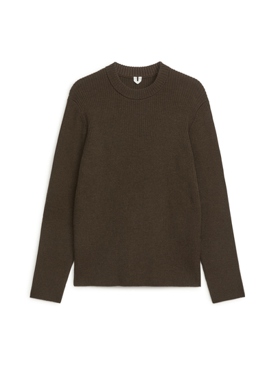 Rib-Knit Wool and Cotton Jumper - Green
