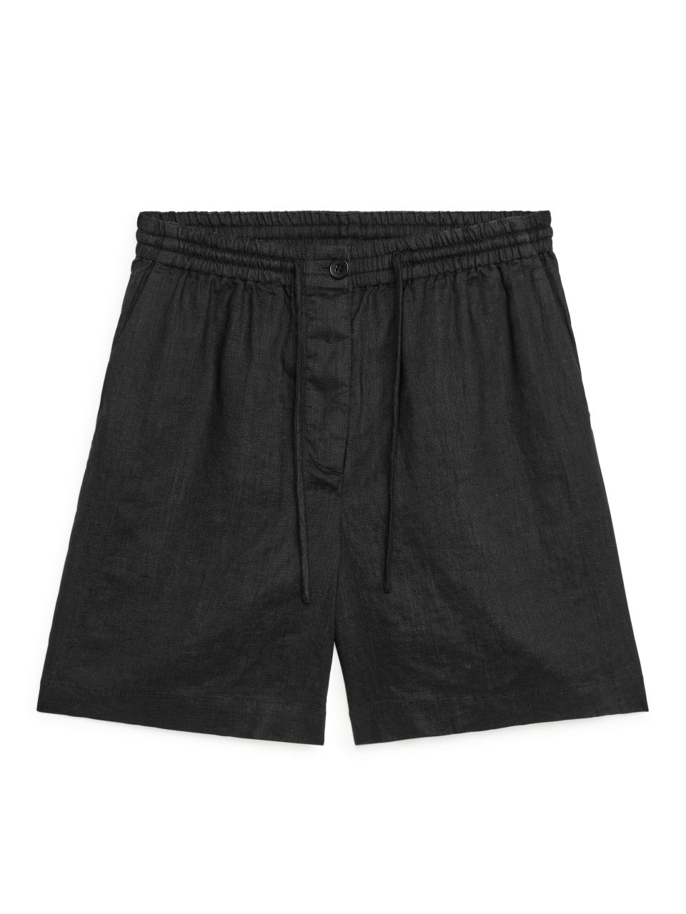 Linen Drawstring Shorts - Black