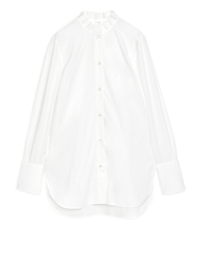 Pleated-Collar Poplin Shirt - White