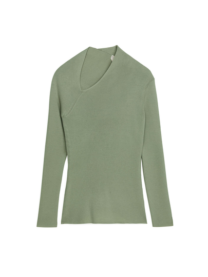 Asymmetric Neck Top - Green