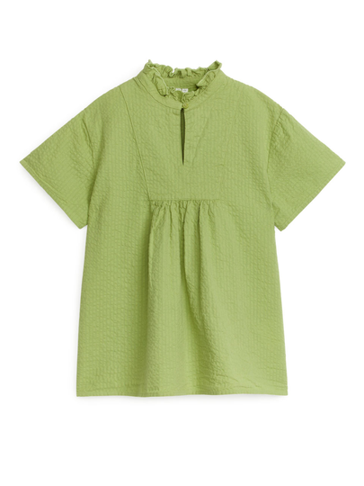 Seersucker Tunic Dress - Green