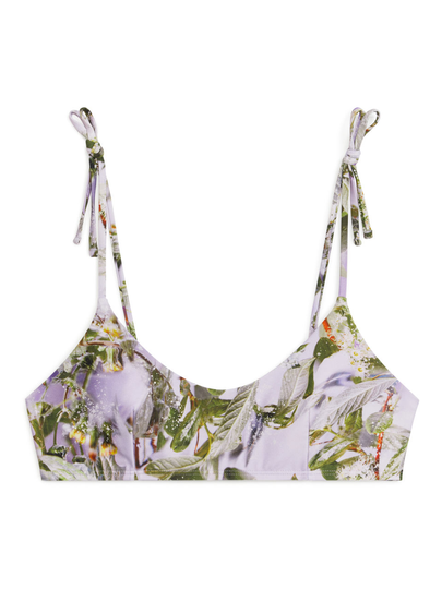 Slow Flowers Print Bikini Top - Purple