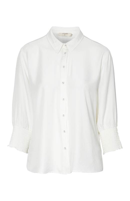 Cream Blus med smock på ärmen Nola Offwhite