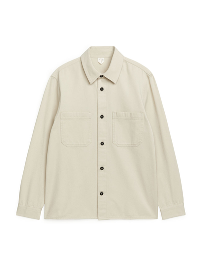 Relaxed Cotton Twill Overshirt - White