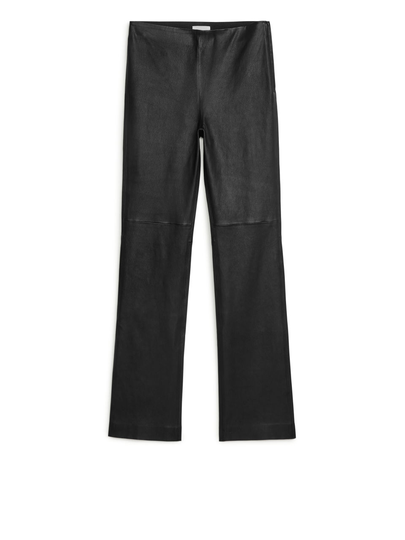 Stretch Leather Trousers - Black