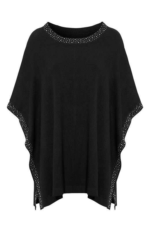 Cellbes stickad poncho med glitter Svart