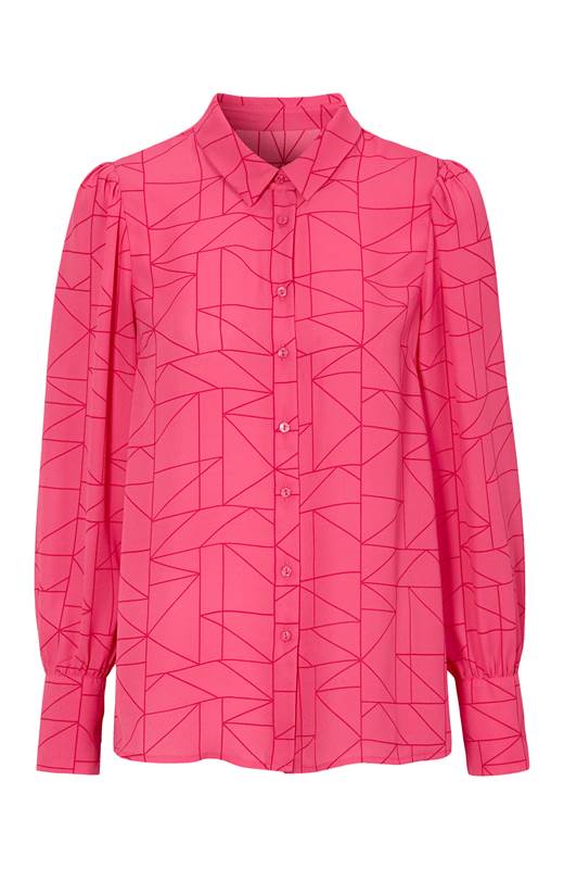 Cellbes Mönstrad blus med puffärmar Cerise Mönstrad