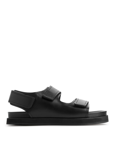 Chunky Leather Sandals - Black