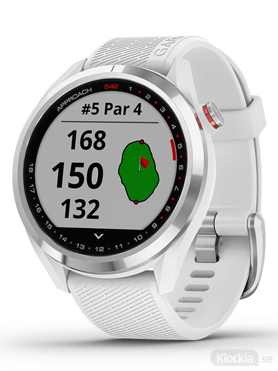 Garmin Approach S42 Polerat silver med vitt armband 010-02572-01
