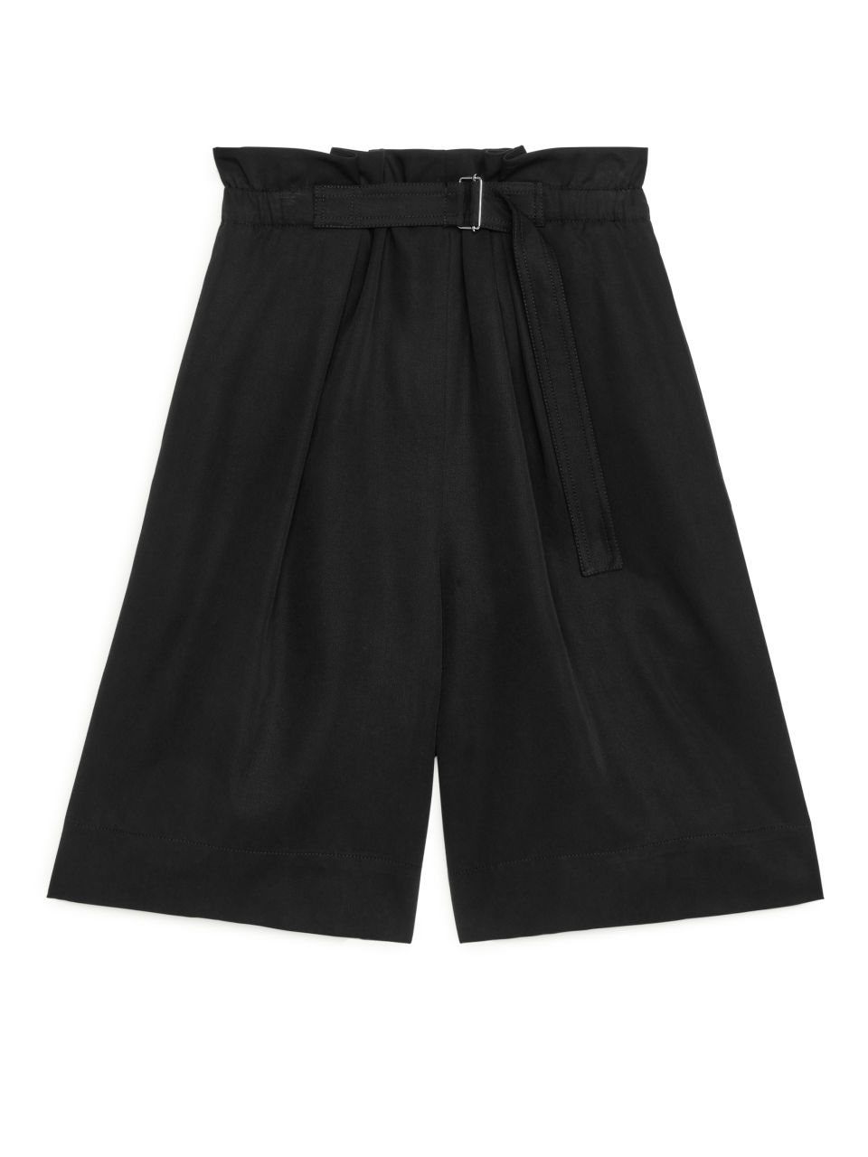 Belted Lyocell Shorts - Black