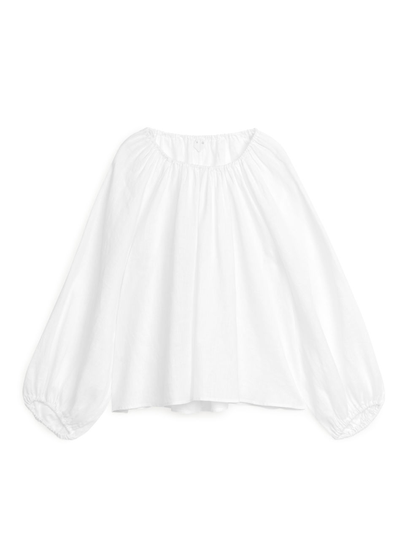 Voluminous Linen Blouse - White