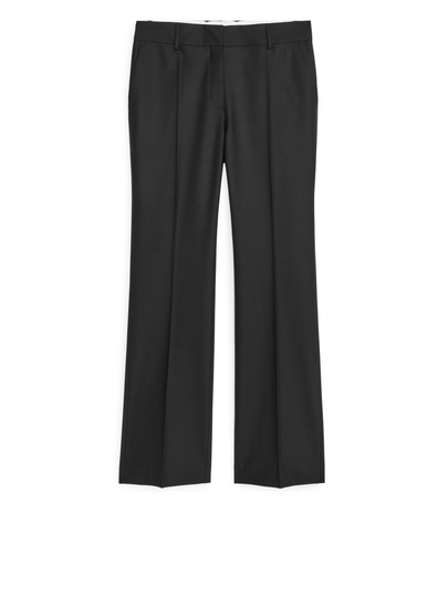 Kick-Flare Stretch Wool Trousers - Black