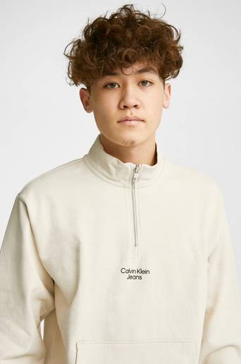 Calvin Klein Sweatshirt Stacked Logo RLXD Zip-Up Swtshrt Beige