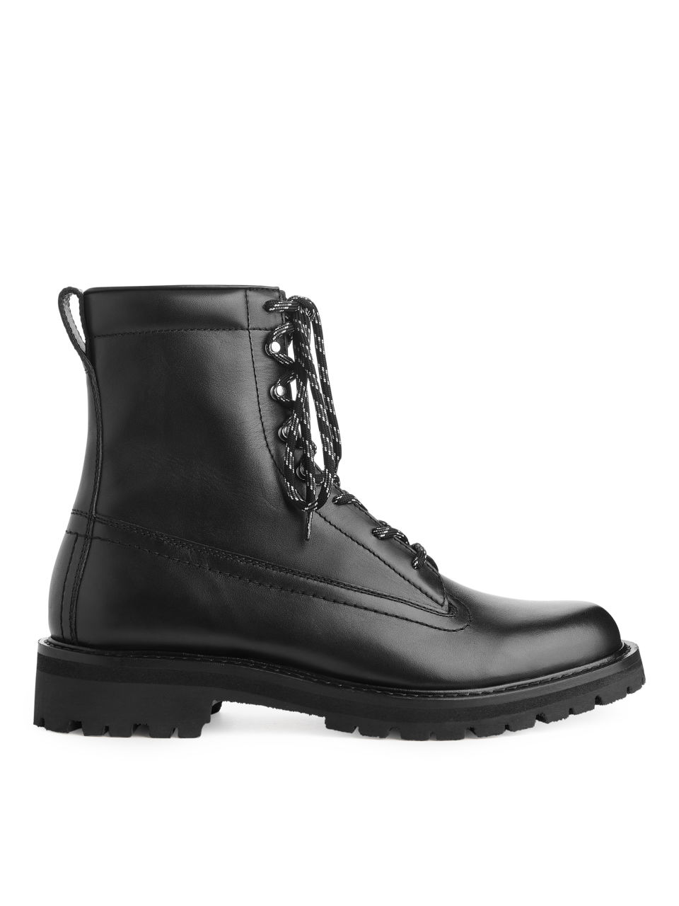 Lace-Up Leather Boots - Black