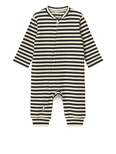 Ribbed All-In-One Pyjama - Black