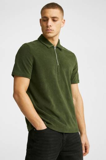 Studio Total T-Shirt Terry 1/2 Zip Tee Grön