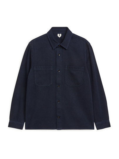 Relaxed Cotton Twill Overshirt - Blue