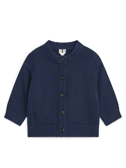 Round Neck Cardigan - Blue