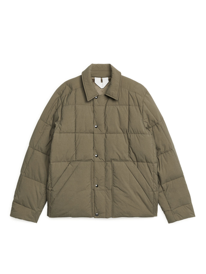 Square-Quilted Jacket - Green