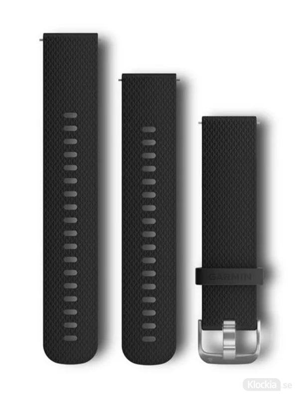 Garmin 20mm Svart silikonarmband med spännen i rostfritt stål
