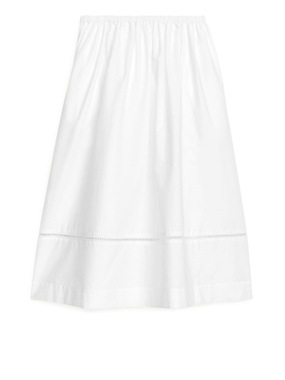 Embroidered Poplin Skirt - White