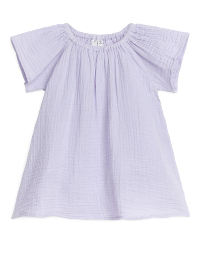 Cotton Muslin Dress with Body - Purple