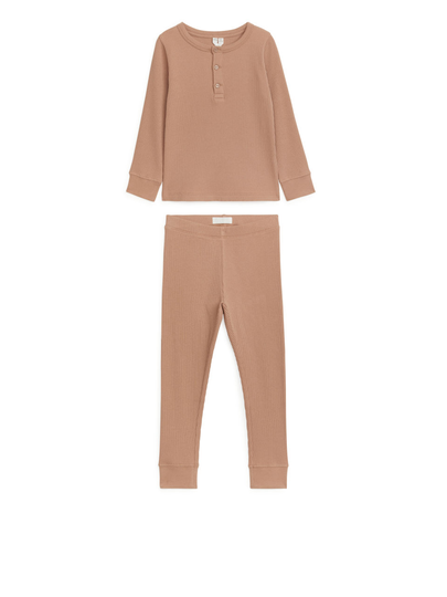 Ribbed Pyjama Set - Orange